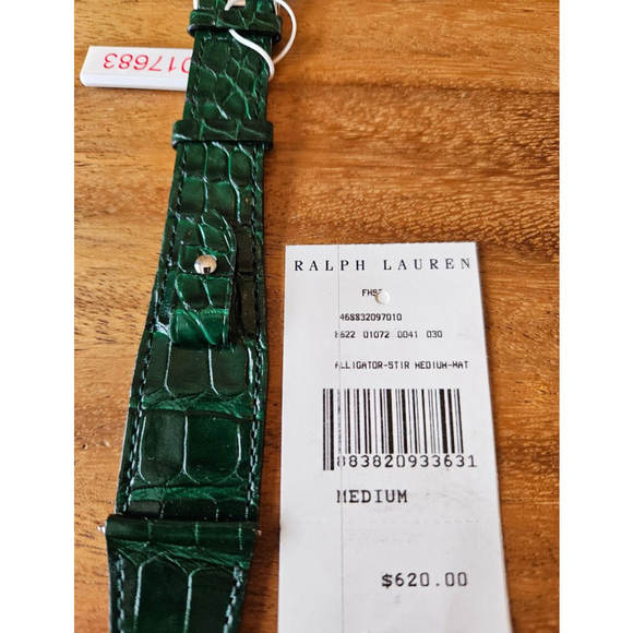 NWT Men's Ralph Lauren Green Alligator Stirrup Watch Strap Medium - Picture 5 of 9